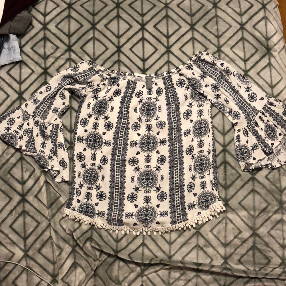 White and Blue Charlotte Russe Top